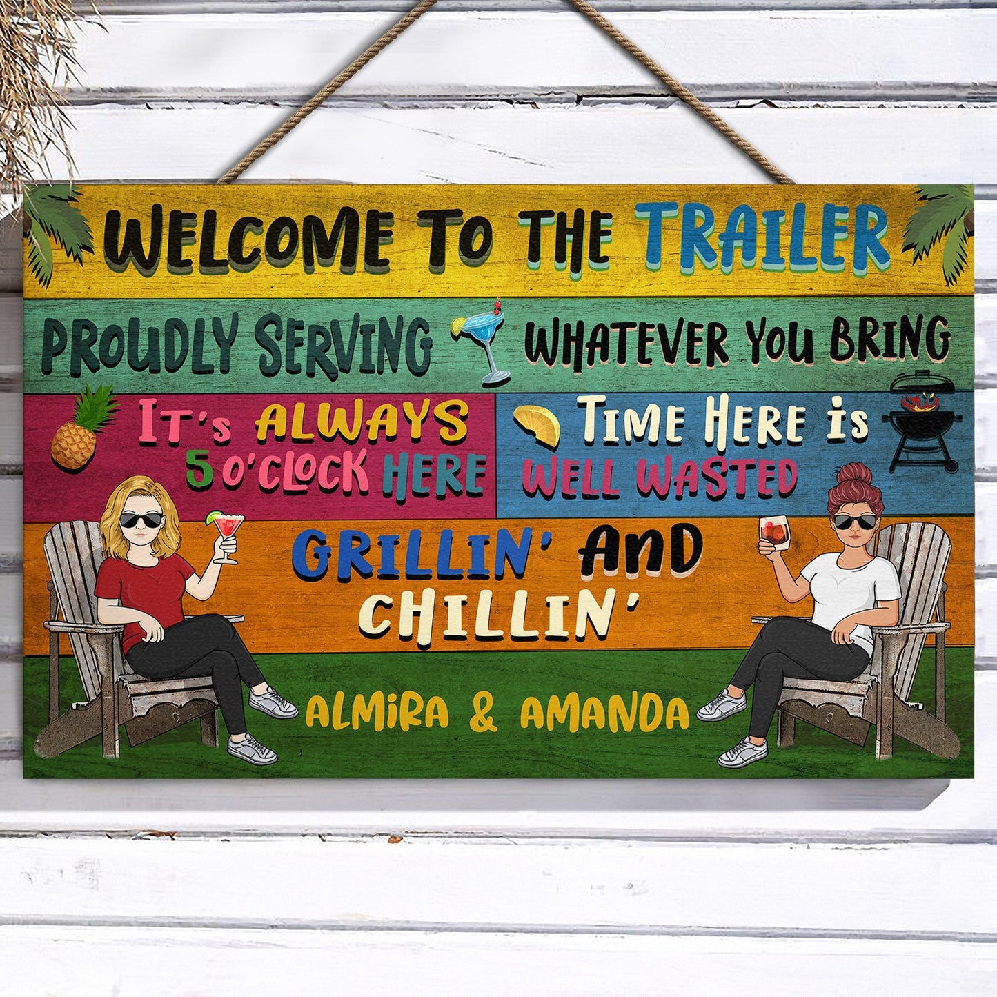 Patio Welcome Grilling Proudly Serving Whatever You Bring Couple Single - Home Decor, Backyard Decor, Gift For Her, Him, Family, Couples, Husband, Wife - Personalized Custom Wood Rectangle Sign