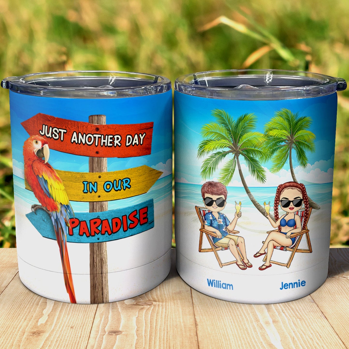 Beach Just Another Day - Gift For Couples - Personalized Lowball Tumbler