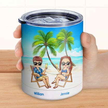 Beach Just Another Day - Gift For Couples - Personalized Lowball Tumbler