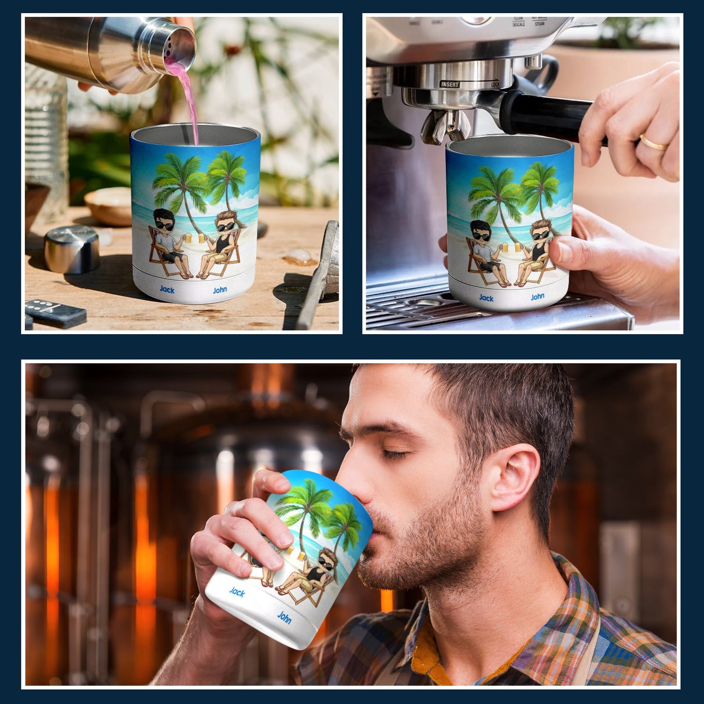 Beach Just Another Day - Gift For Couples - Personalized Lowball Tumbler