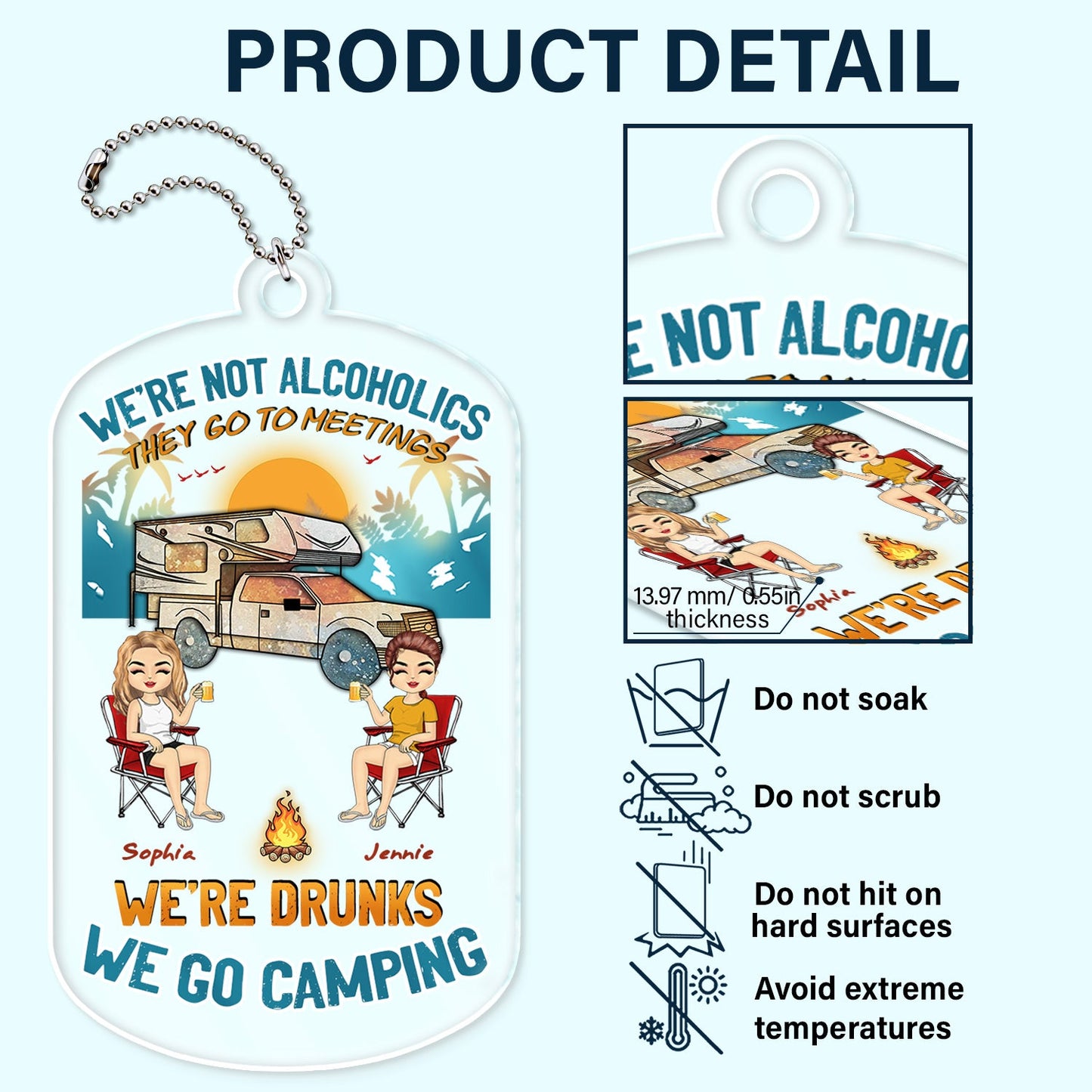 Beach Camping We're Drunks - Gift For Bestie And Couple - Personalized Acrylic Car Hanger