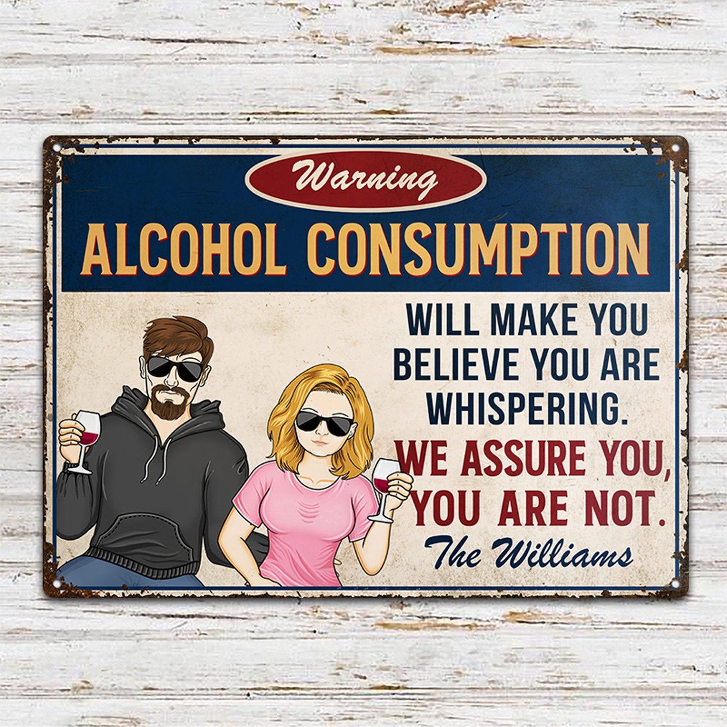 Warning Patio Bar Alcohol Consumption - Personalized Classic Metal Signs
