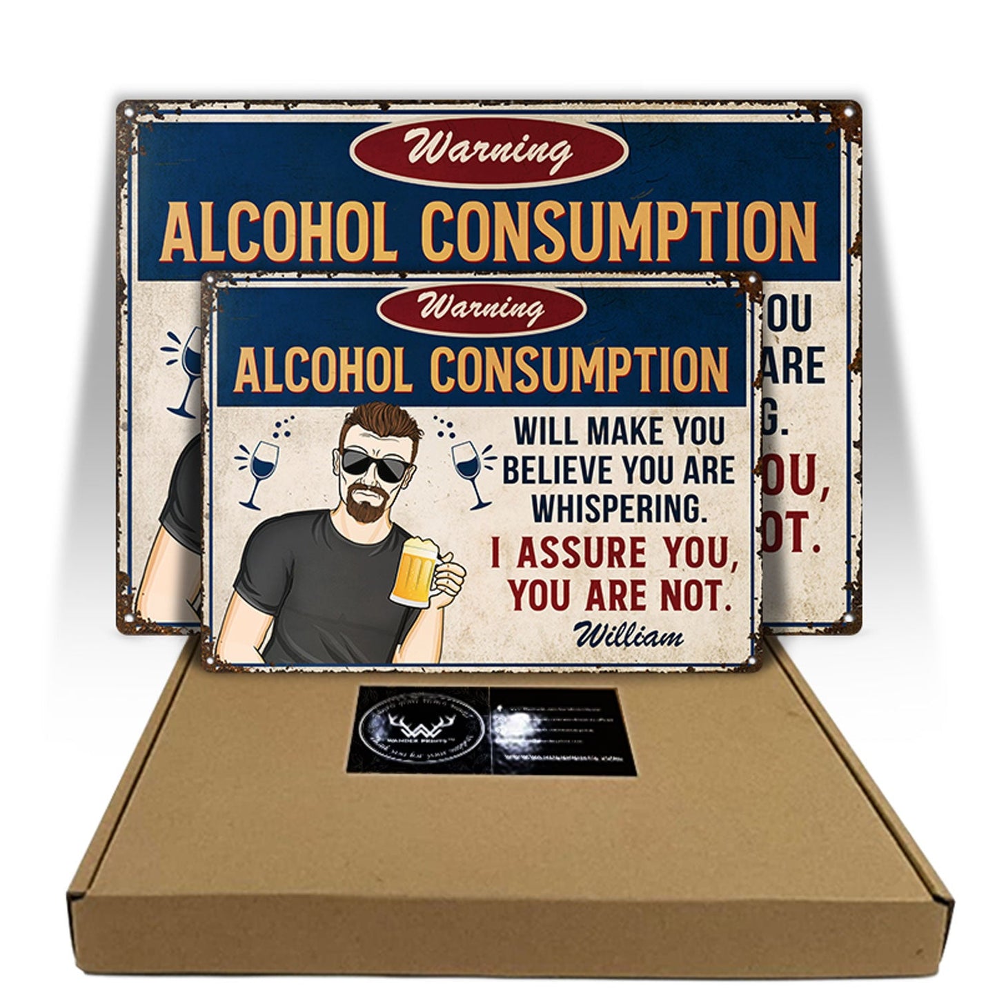 Warning Patio Bar Alcohol Consumption - Personalized Classic Metal Signs