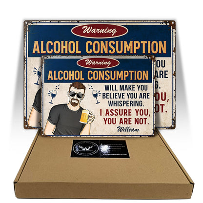 Warning Patio Bar Alcohol Consumption - Personalized Classic Metal Signs