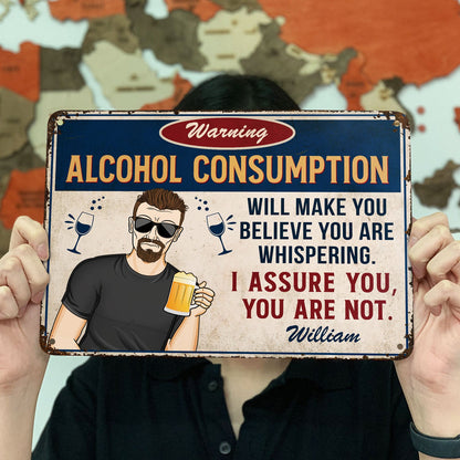 Warning Patio Bar Alcohol Consumption - Personalized Classic Metal Signs