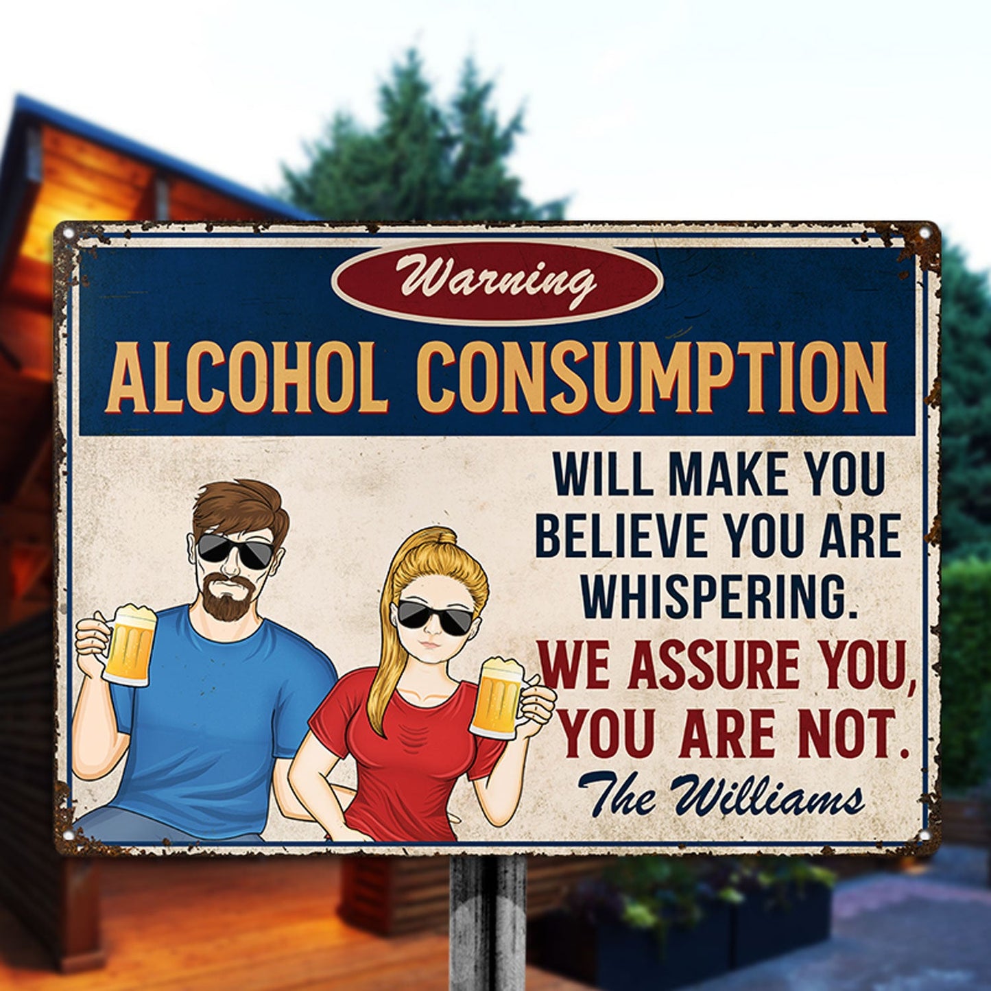 Warning Patio Bar Alcohol Consumption - Personalized Classic Metal Signs