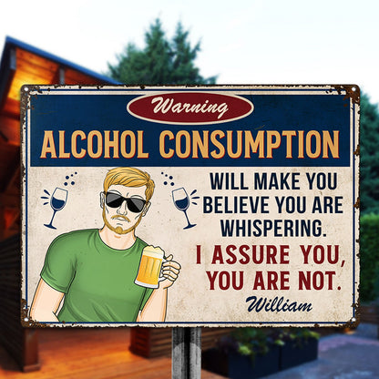 Warning Patio Bar Alcohol Consumption - Personalized Classic Metal Signs