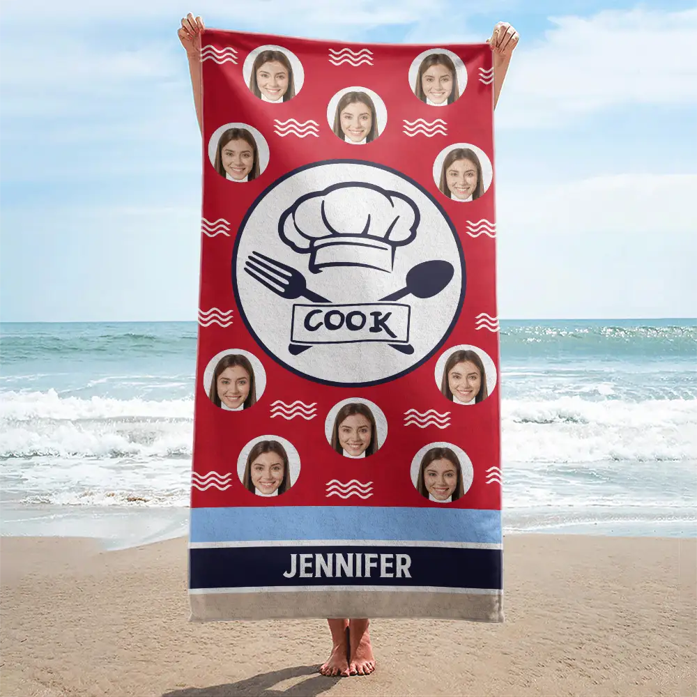 Custom Photo Nautical Family - Personalized Beach Towel