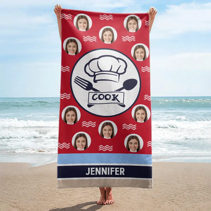 Custom Photo Nautical Family - Personalized Beach Towel