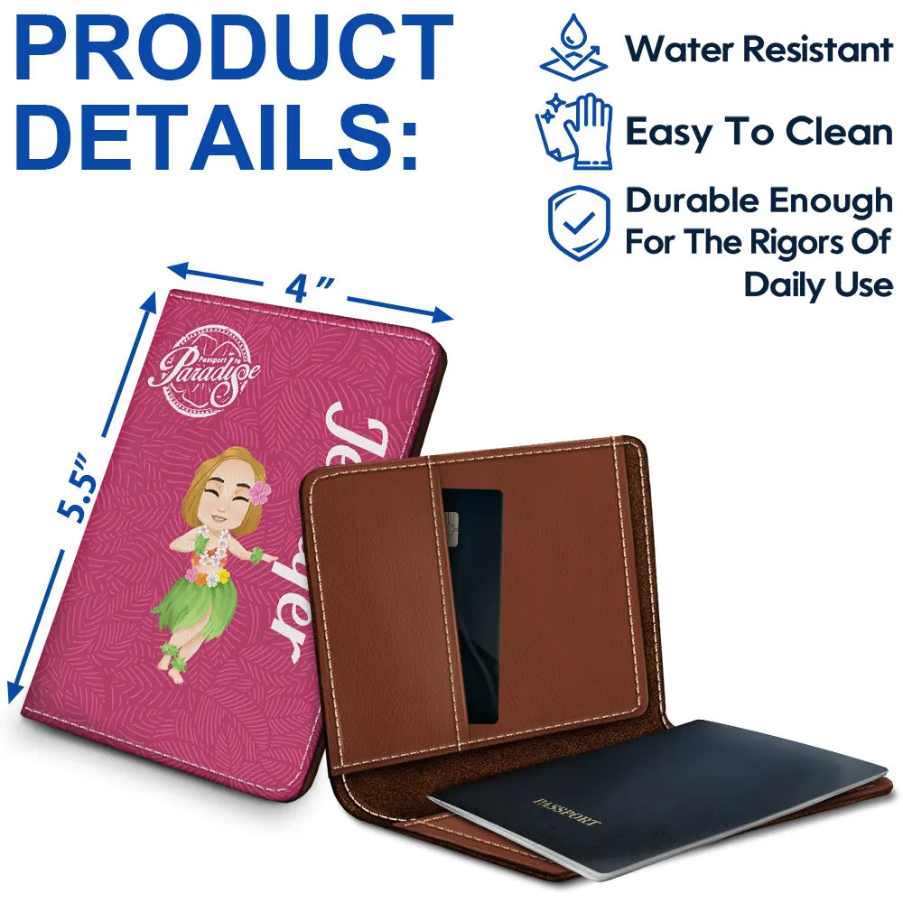 Hula Dancing Passport To Paradise - Personalized Passport Cover, Passport Holder