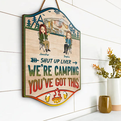Rhymes With Camping - Personalized Custom Shaped Wood Sign