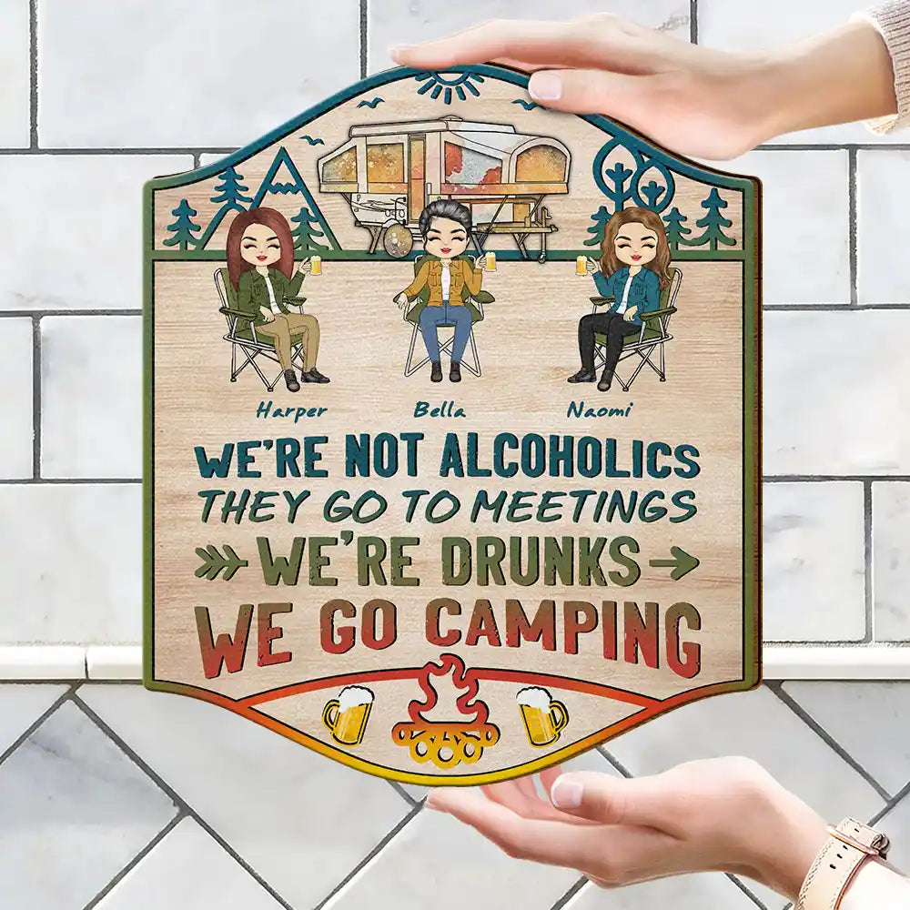 Rhymes With Camping - Personalized Custom Shaped Wood Sign