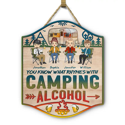 Rhymes With Camping - Personalized Custom Shaped Wood Sign