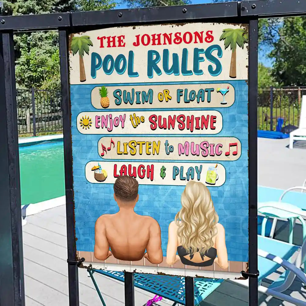 Couple Pool Rules - Personalized Classic Metal Signs