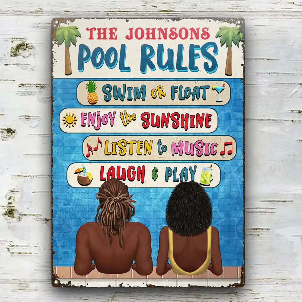 Couple Pool Rules - Personalized Classic Metal Signs