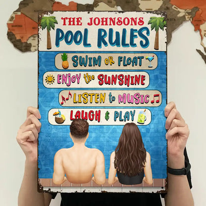 Couple Pool Rules - Personalized Classic Metal Signs