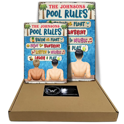 Couple Pool Rules - Personalized Classic Metal Signs