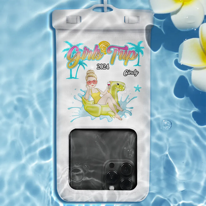 Flamingo Girls Trip - Personalized Waterproof Phone Pouch