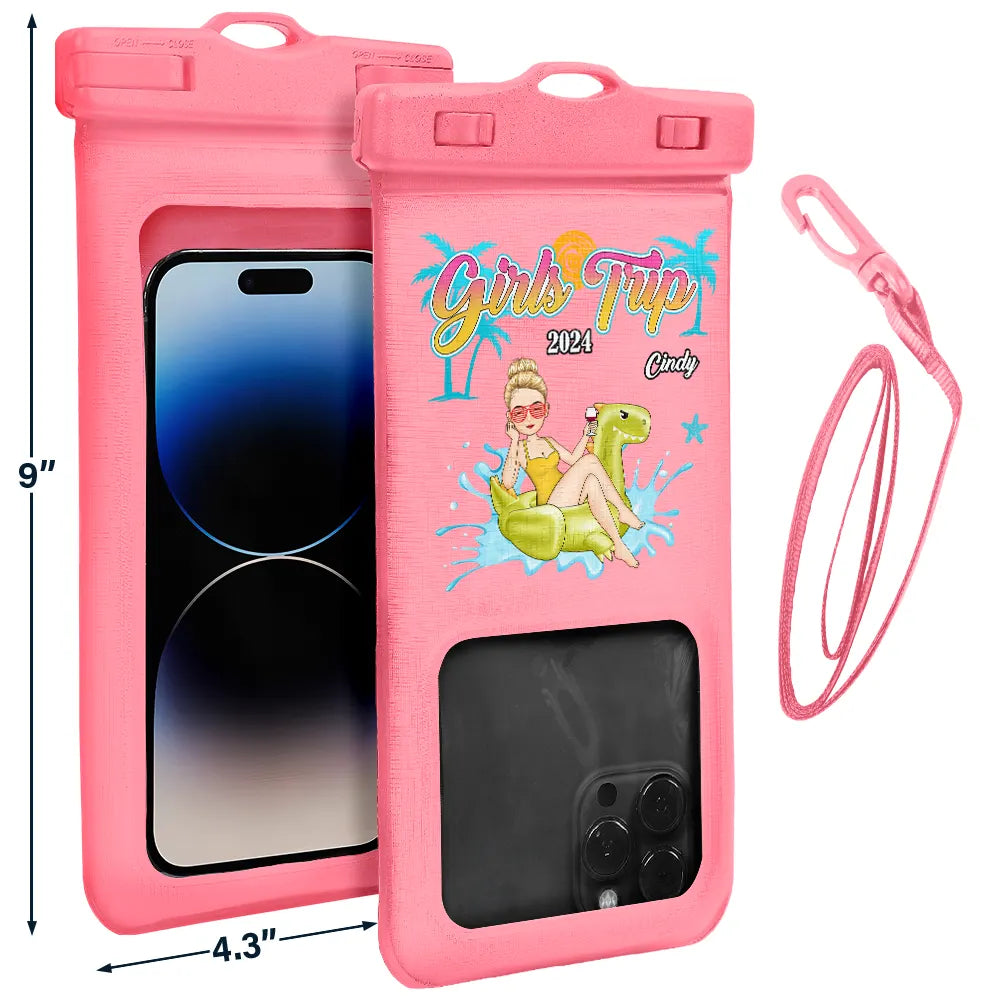 Flamingo Girls Trip - Personalized Waterproof Phone Pouch