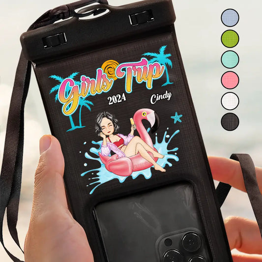 Flamingo Girls Trip - Personalized Waterproof Phone Pouch