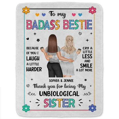 Bestie Because Of You - Personalized Fleece Blanket, Sherpa Blanket