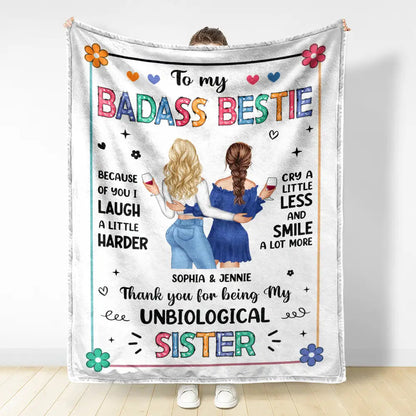 Bestie Because Of You - Personalized Fleece Blanket, Sherpa Blanket