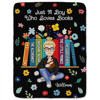 Book Flower Just A Girl Who Loves Books - Personalized Fleece Blanket, Sherpa Blanket