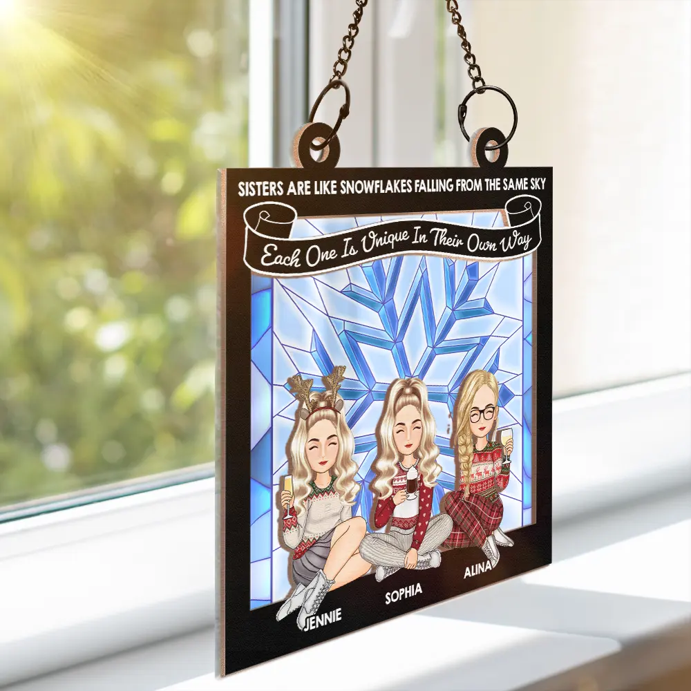 Snowflakes Falling From The Same Sky - Personalized Window Hanging Suncatcher Ornament