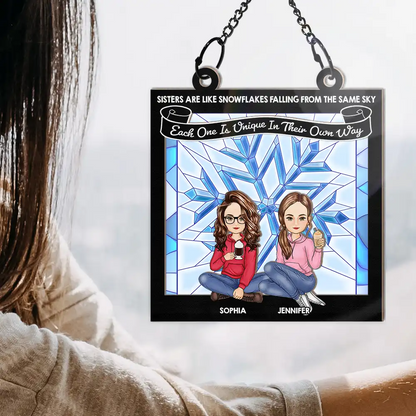 Snowflakes Falling From The Same Sky - Personalized Window Hanging Suncatcher Ornament