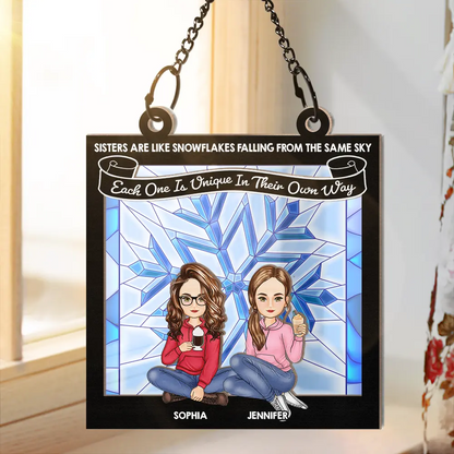 Snowflakes Falling From The Same Sky - Personalized Window Hanging Suncatcher Ornament