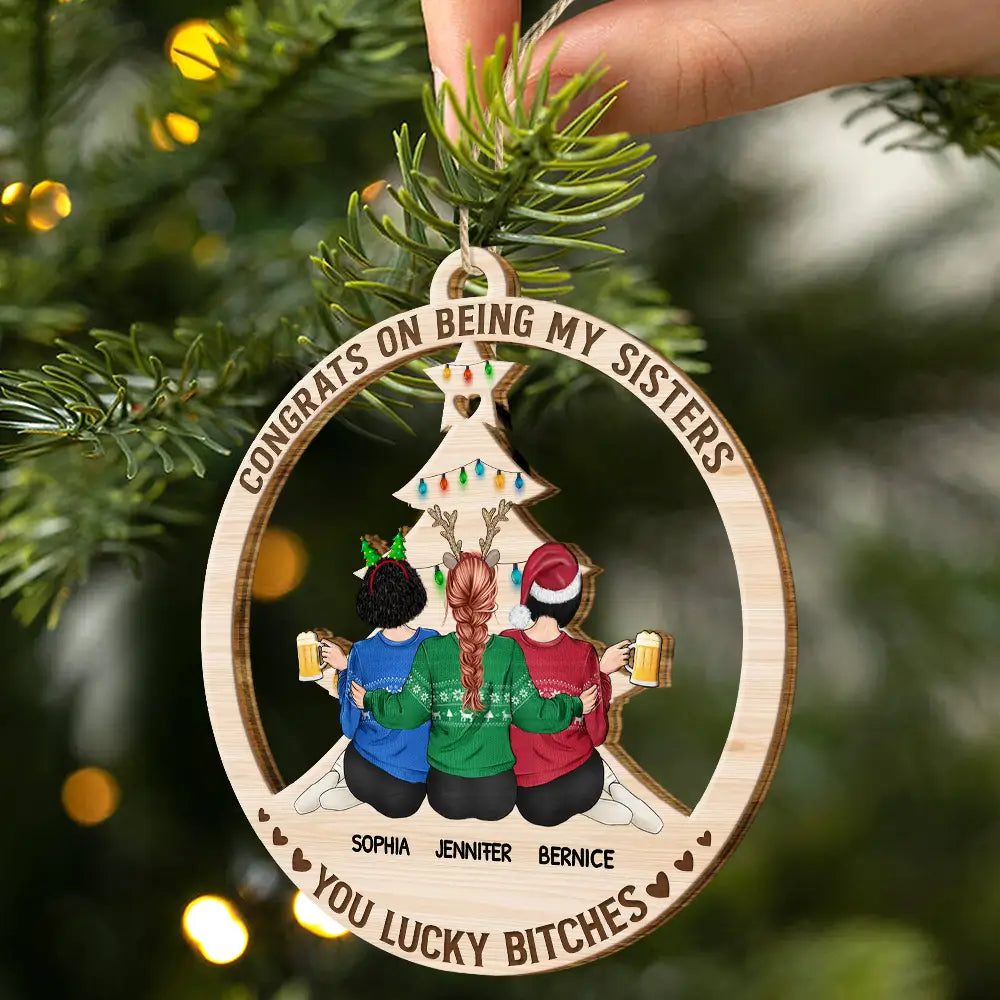 Congrats On Being My Bestie - Personalized Wooden Cutout Ornament