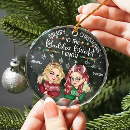 Christmas Merry Christmas Besties - Personalized Circle Acrylic Ornament