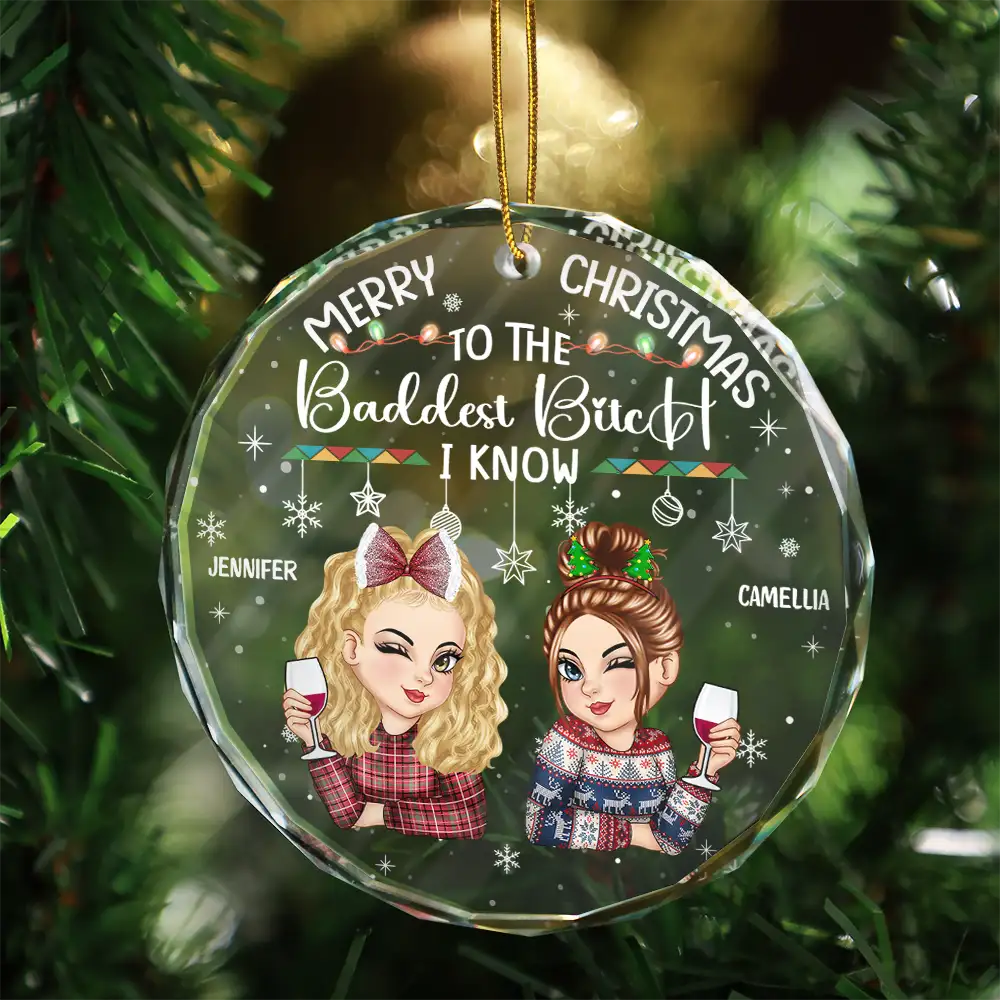 Christmas Merry Christmas Besties - Personalized Circle Acrylic Ornament