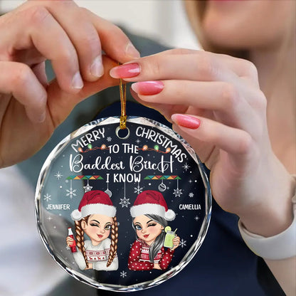 Christmas Merry Christmas Besties - Personalized Circle Acrylic Ornament