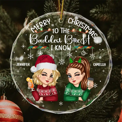 Christmas Merry Christmas Besties - Personalized Circle Acrylic Ornament