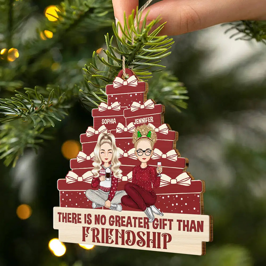 Christmas Sister Bestie There's No Greater Gift - Personalized Wooden Cutout Ornament