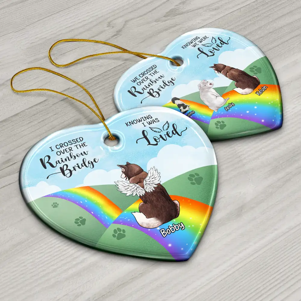 Over The Rainbow Bridge - Personalized Heart Ornament