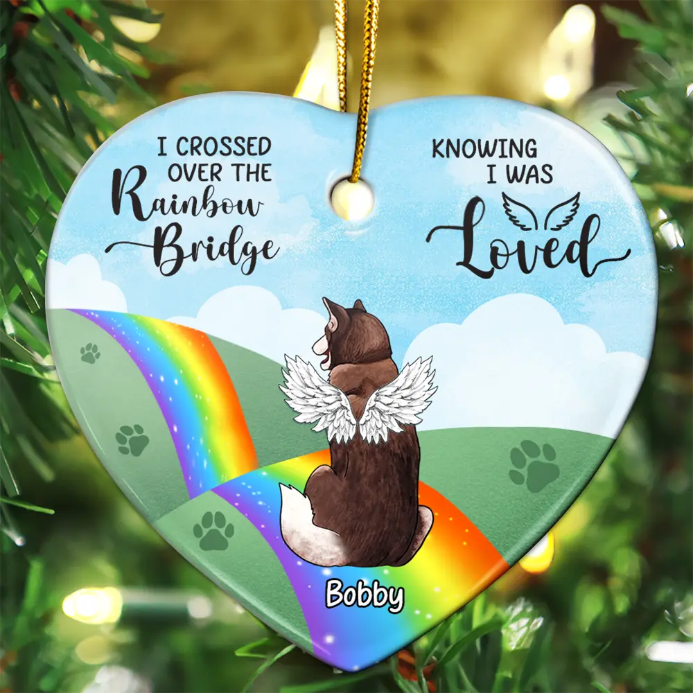 Over The Rainbow Bridge - Personalized Heart Ornament