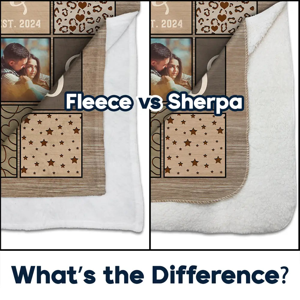 Custom Photo Couple Names Blanket - Personalized Fleece Blanket, Sherpa Blanket