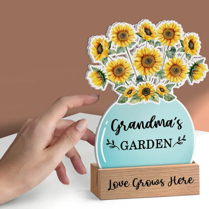 Sunflowers Grandma's Garden - Personalized Custom Shaped Cardstock With Wooden Stand