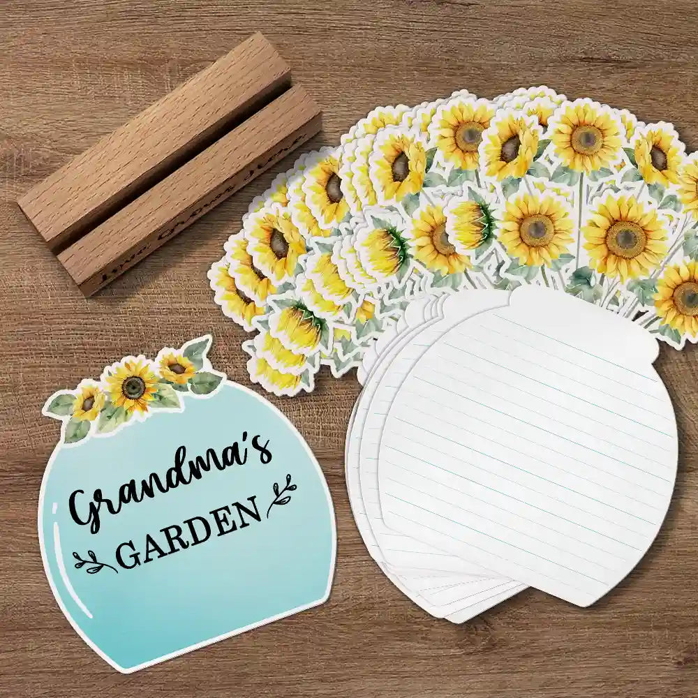 Sunflowers Grandma's Garden - Personalized Custom Shaped Cardstock With Wooden Stand