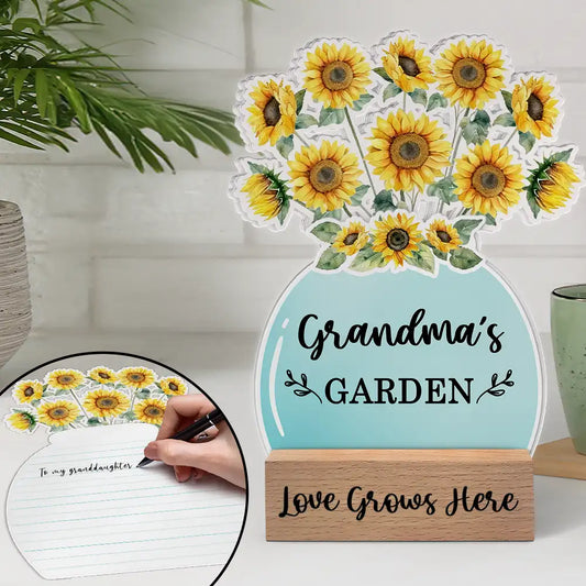 Sunflowers Grandma's Garden - Personalized Custom Shaped Cardstock With Wooden Stand
