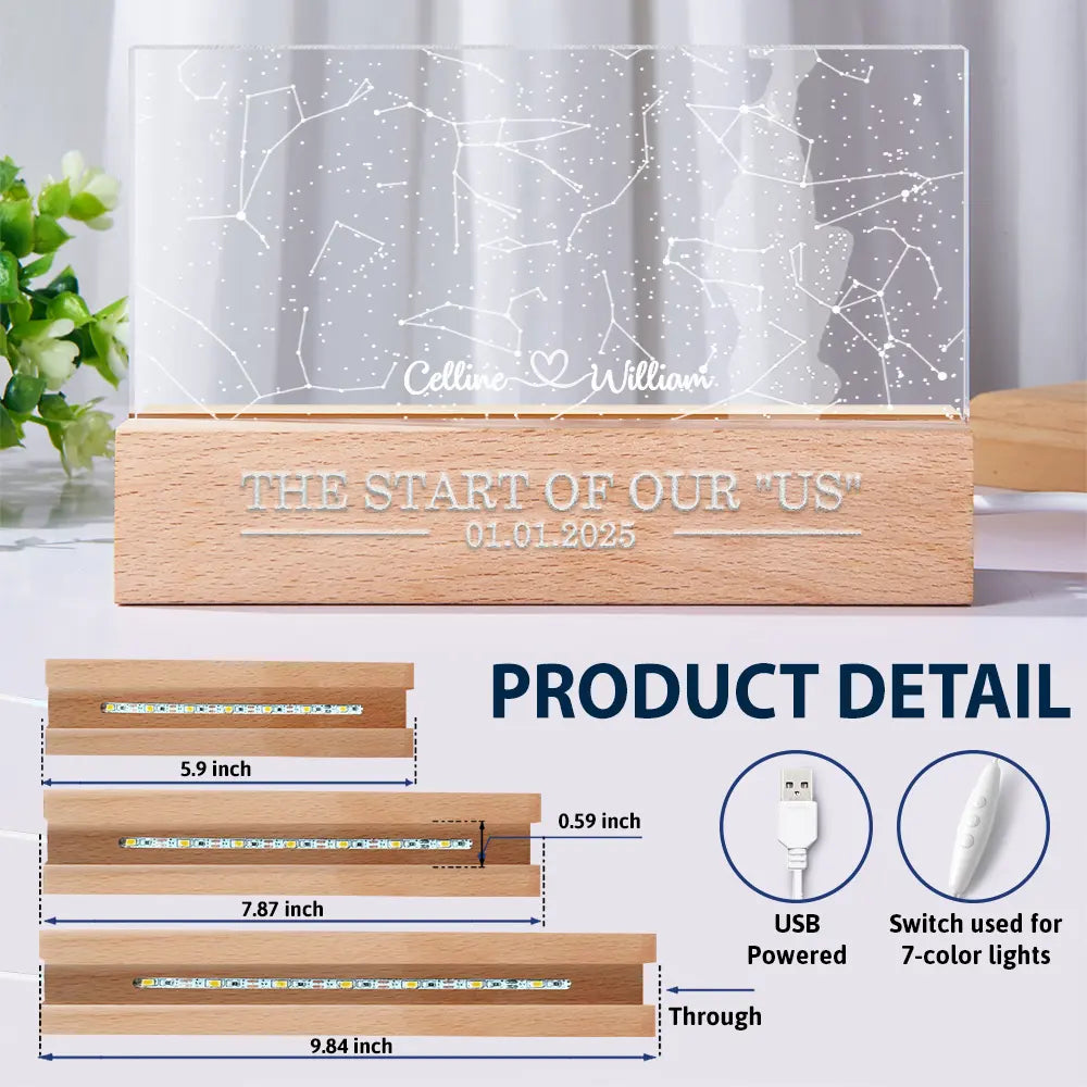 Star Map The Start Of Our Us Couple - Personalized Rectangle LED Light