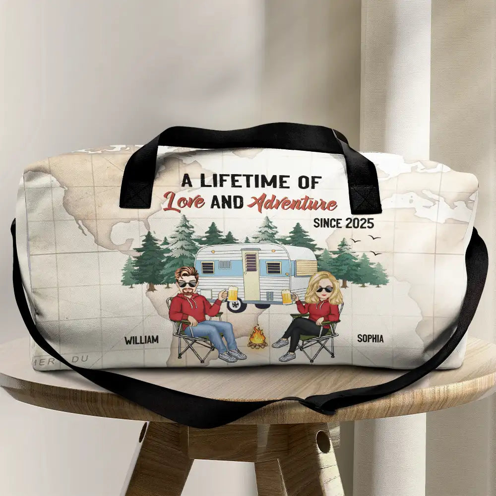 Camping Couple A Lifetime Of Love & Adventure - Personalized Duffle Bag