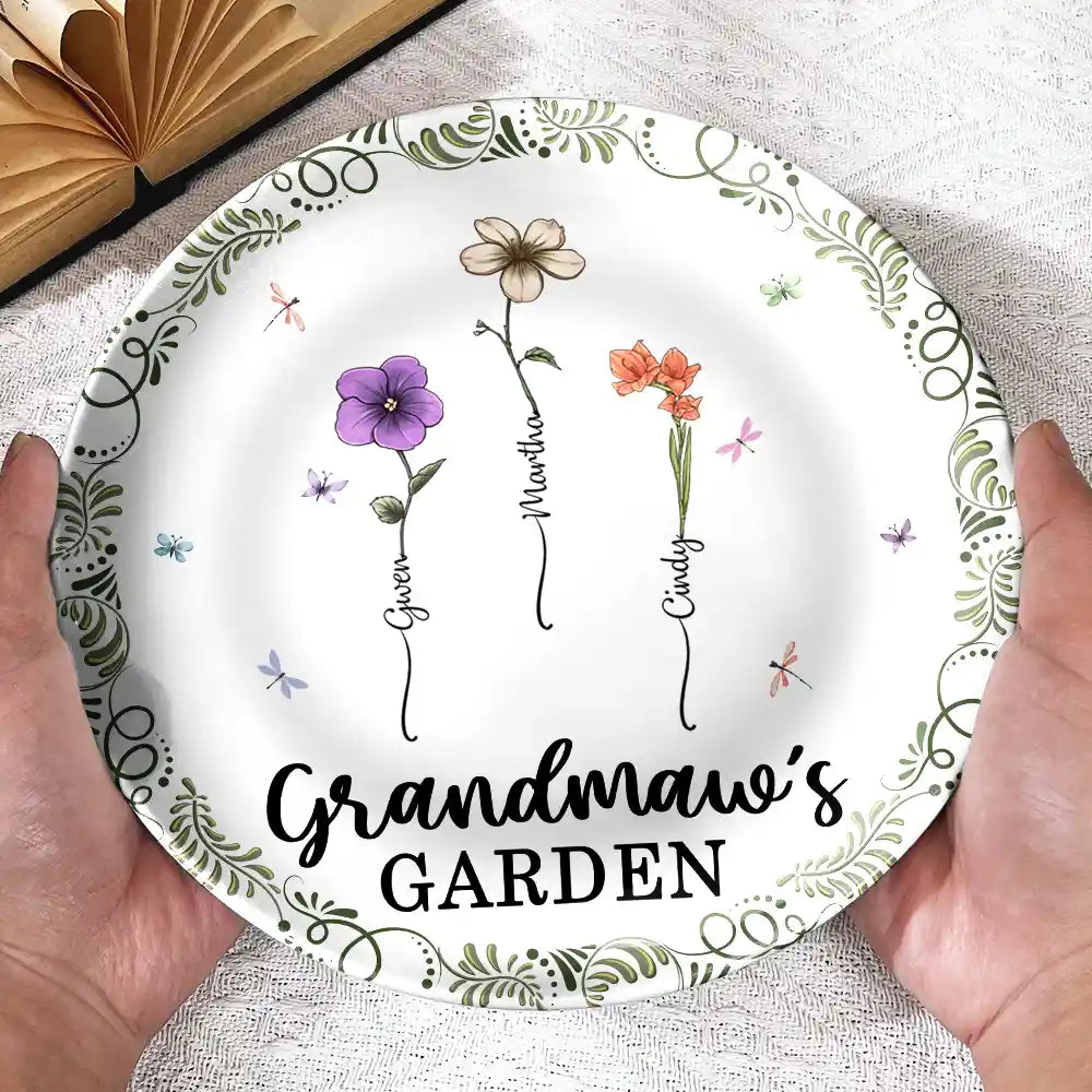 Birth Flower Grandma's Garden - Personalized Ceramic Plate