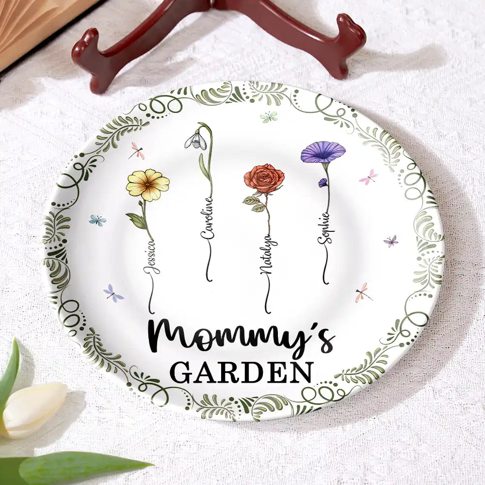 Birth Flower Grandma's Garden - Personalized Ceramic Plate