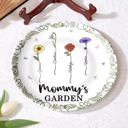 Birth Flower Grandma's Garden - Personalized Ceramic Plate
