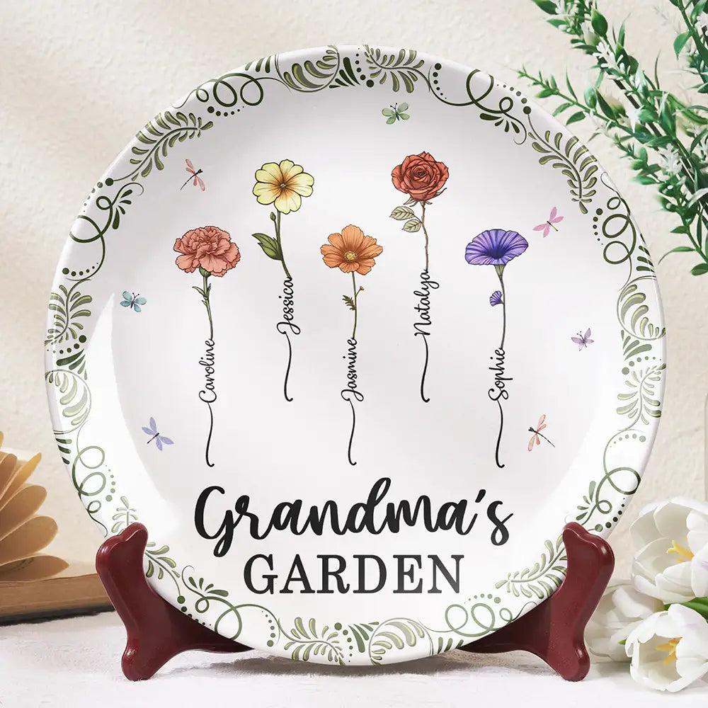 Birth Flower Grandma's Garden - Personalized Ceramic Plate