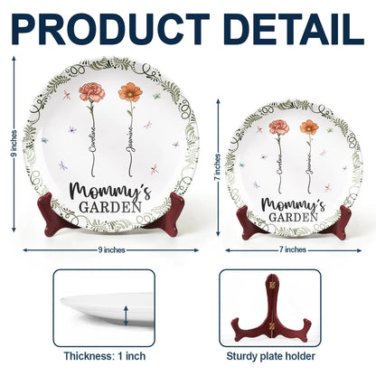 Birth Flower Grandma's Garden - Personalized Ceramic Plate