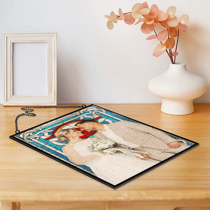 Custom Photo First Year Married Couple Wedding Anniversary Gift - Personalized Vertical Acrylic Suncatcher